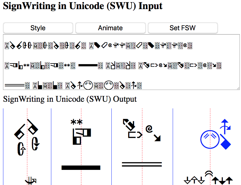 SignWriting in Unicode (SWU) Viewer